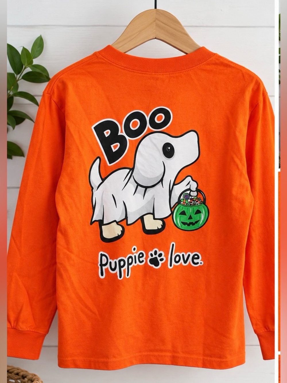 Puppie Love Kids' Orange 'Boo' Halloween Long-Sleeve Tee